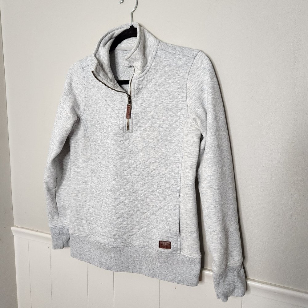 LL BEAN Grey Quilted Half Zip